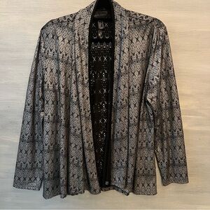 Vintage Frank Lyman Metallic Silver Shimmer Lightweight Cardigan Jacket Size14GC